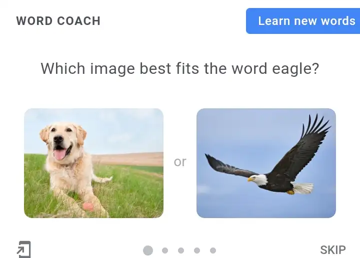 Google word coach English 